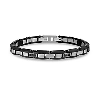 Bracelet en Acier Inoxydable Noir Serti de Pierres 7mm - 8.5