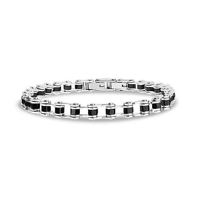 Bracelet Noir Mat à Maillons de Vélo en Acier Inoxydable