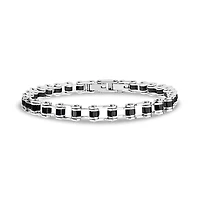 Bracelet Noir Mat à Maillons de Vélo en Acier Inoxydable