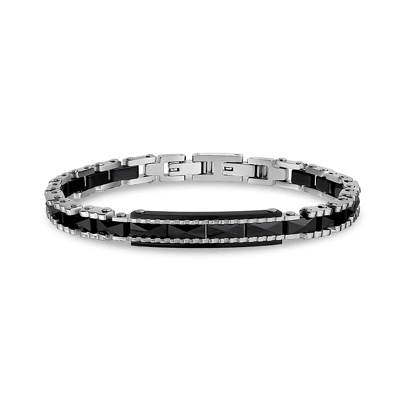 Black Faceted Ceramic Bracelet - 8.5