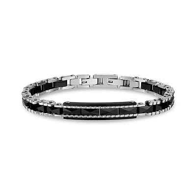 Black Faceted Ceramic Bracelet - 8.5