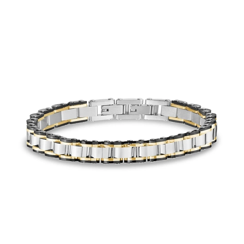 Bracelet Trois-Tons à Maillons de Vélo en Acier Inoxydable - 8.5
