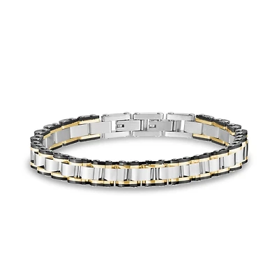 Bracelet Trois-Tons à Maillons de Vélo en Acier Inoxydable - 8.5