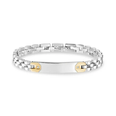 Bracelet Deux-Tons ID à Graver en Acier Inoxydable - 8.5