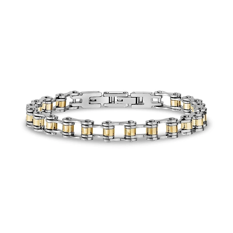 Two-Tone Stainless Steel Bicycle Link Bracelet - 8.5