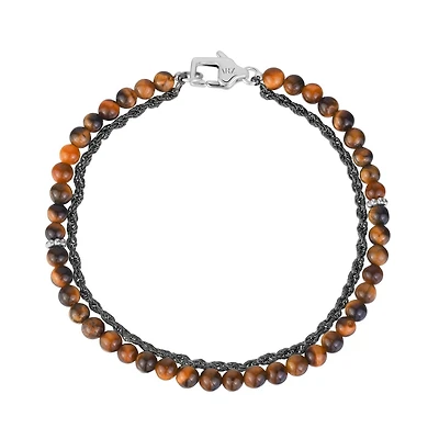 Bracelet Oeil de Tigre avec Chaîne en Corde - 8.5