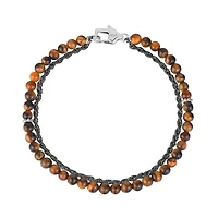 Bracelet Oeil de Tigre avec Chaîne en Corde - 8.5