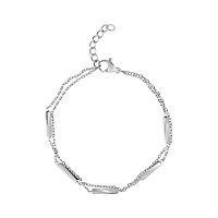 Bracelet Élégant À Barres Superposées en Acier Inoxydable. Color: blanc | Doucet Latendresse