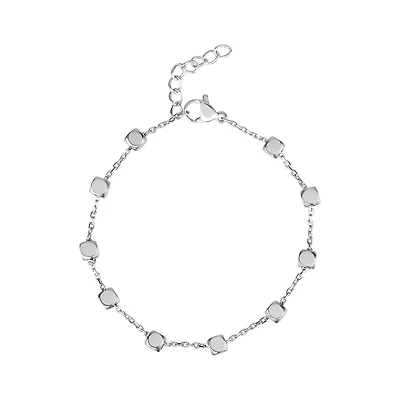 Bracelet à Maillons de la Station Cube en Acier Inoxidable. Color: blanc | Doucet Latendresse