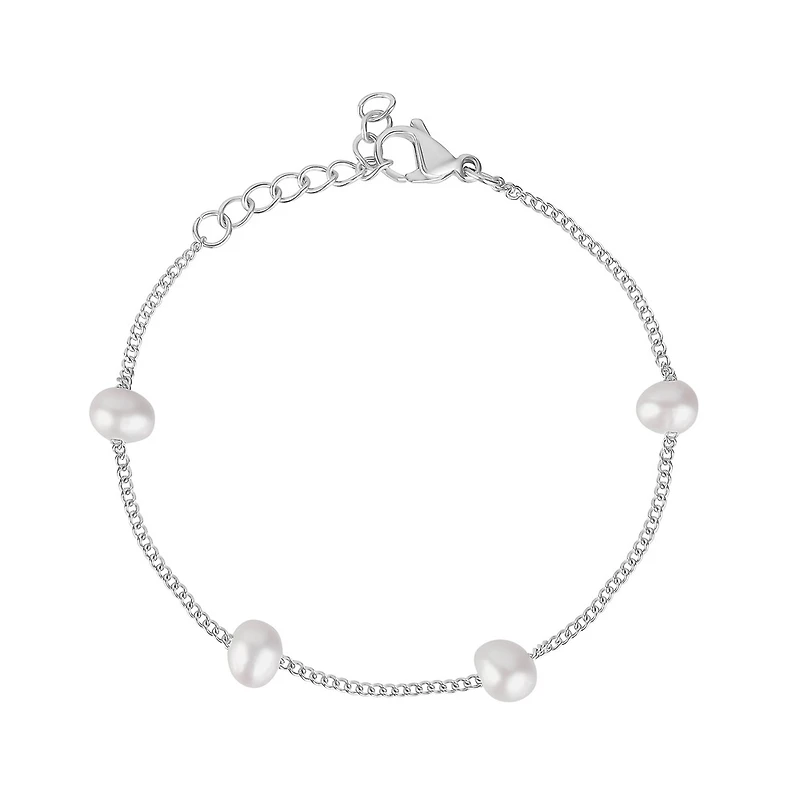 Bracelet à Maillons de la Station Billes en Acier Inoxidable. Color: blanc | Doucet Latendresse