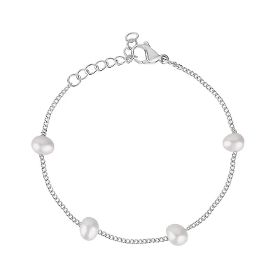 Bracelet à Maillons de la Station Billes en Acier Inoxidable. Color: blanc | Doucet Latendresse