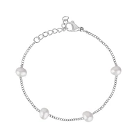 Bracelet à Maillons de la Station Billes en Acier Inoxidable. Color: blanc | Doucet Latendresse