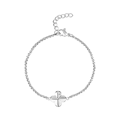 Bracelet Trèfle en Acier Inoxydable. Color: blanc | Doucet Latendresse