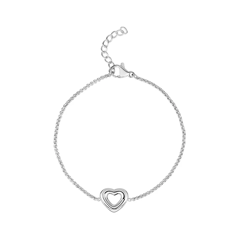 Bracelet Coeur Ouvert en Acier Inoxydable. Color: blanc | Doucet Latendresse