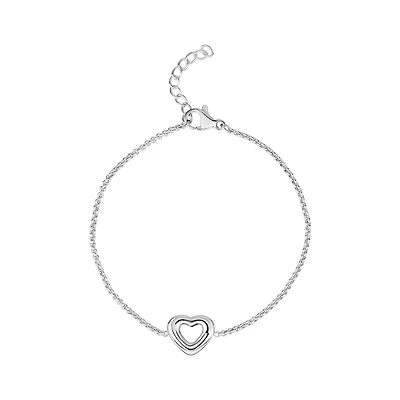 Bracelet Coeur Ouvert en Acier Inoxydable. Color: blanc | Doucet Latendresse