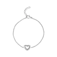 Bracelet Coeur Ouvert en Acier Inoxydable. Color: blanc | Doucet Latendresse