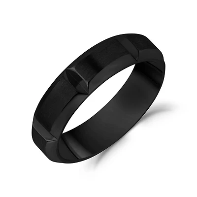 Jonc à Bords Biseauté Brossée et Polie de 6mm en Acier Inoxydable Noir. Color: noir | Doucet Latendresse