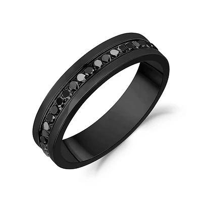 Jonc Éternité de 5mm Sertie de Pierres Noirs en Acier Inoxydable Noir. Color: noir | Doucet Latendresse