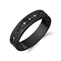 Jonc Éternité de 5mm Sertie de Pierres Noirs en Acier Inoxydable Noir. Color: noir | Doucet Latendresse