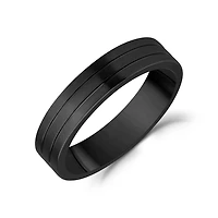 Jonc Alliance de 5mm à Trois Lignes Acier Inoxydable Noir. Color: noir | Doucet Latendresse