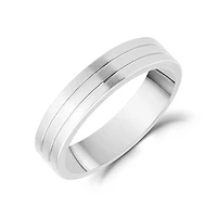 Jonc Alliance de 5mm à Trois Lignes Acier Inoxydable. Color: blanc | Doucet Latendresse