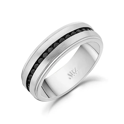 Jonc Sertie de Zircon Cubique de 7mm en Acier Inoxydable. Color: blanc | Doucet Latendresse