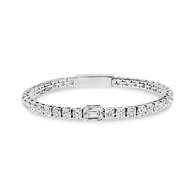 Bracelet Tennis de 4.3mm avec Émeraudes Tailles Rondes en Acier Inoxydable - 7
