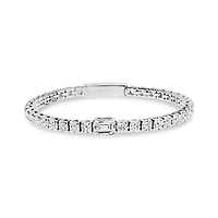 Bracelet Tennis de 4.3mm avec Émeraudes Tailles Rondes en Acier Inoxydable - 7
