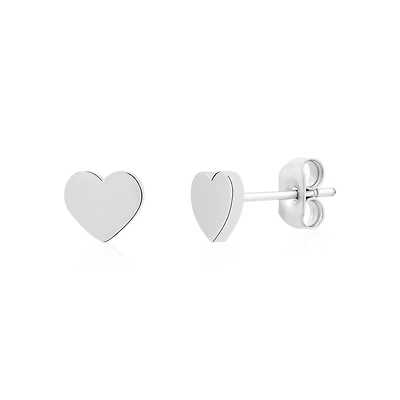 Boucles d’Oreilles Fixes Coeur en Acier Inoxydable - 6mm. Color: blanc | Doucet Latendresse