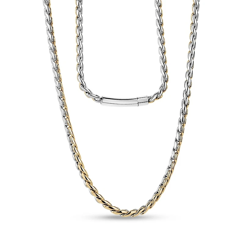 Two-Tone Stainless Steel Link Necklace - 22