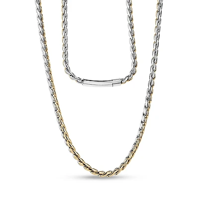 Two-Tone Stainless Steel Link Necklace - 22