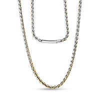 Two-Tone Stainless Steel Link Necklace - 22