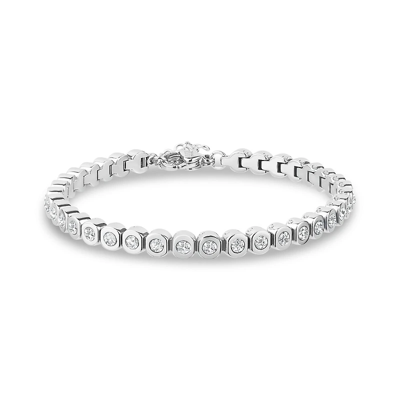 Bracelet Tennis Serti de Lunettes en Acier Inoxydable. Color: blanc | Doucet Latendresse