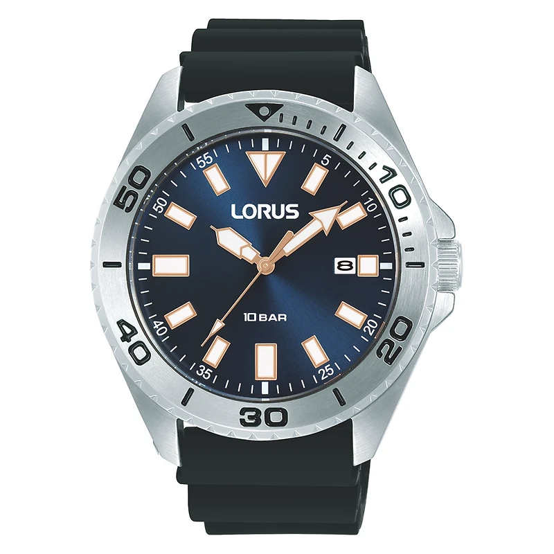 Montre Lorus RXH57KX9 avec Boitier en Acier Inoxydable et Bracelet en Silicone - 44mm | Doucet Latendresse