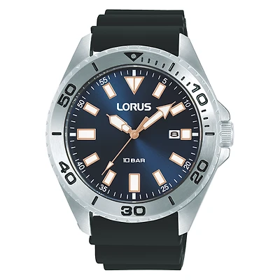 Montre Lorus RXH57KX9 avec Boitier en Acier Inoxydable et Bracelet en Silicone - 44mm | Doucet Latendresse