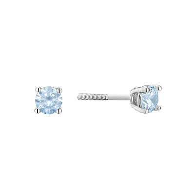 Sterling Silver Earrings with Cubic Zirconia - March - 4mm. Color: silver | Doucet Latendresse