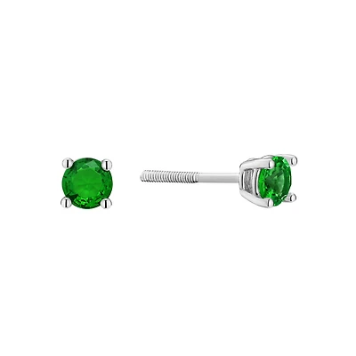 Boucles d'Oreilles en Argent Sterling avec Zircon Cubique - Mai - 4mm. Color: argent | Doucet Latendresse