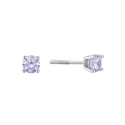 Sterling Silver Earrings with Cubic Zirconia - June - 4mm. Color: silver | Doucet Latendresse