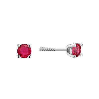 Sterling Silver Earrings with Cubic Zirconia - July - 4mm. Color: silver | Doucet Latendresse