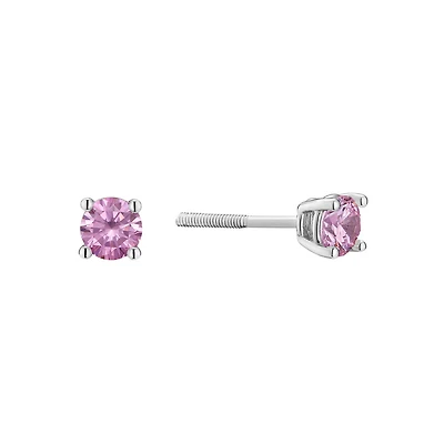 Sterling Silver Earrings with Cubic Zirconia - October - 4mm. Color: silver | Doucet Latendresse