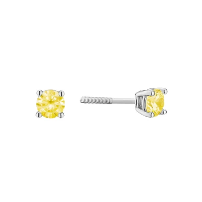 Boucles d'Oreilles en Argent Sterling avec Zircon Cubique - Novembre - 4mm. Color: argent | Doucet Latendresse