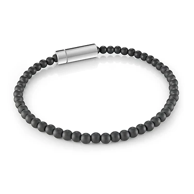 Bracelet with Black Sandblasted Beads in Stainless Steel - 8