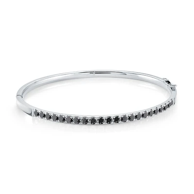 Bracelet Rigide avec Zircon Cubique Noir en Acier Inoxydable - 6.25