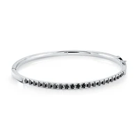 Bracelet Rigide avec Zircon Cubique Noir en Acier Inoxydable -  6.25