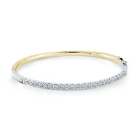 Two-Tone Stainless Steel Bangle with Cubic Zirconia - 6.25