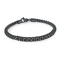 Black Stainless Steel 4mm Franco Bracelet with Cubic Zirconia - 8