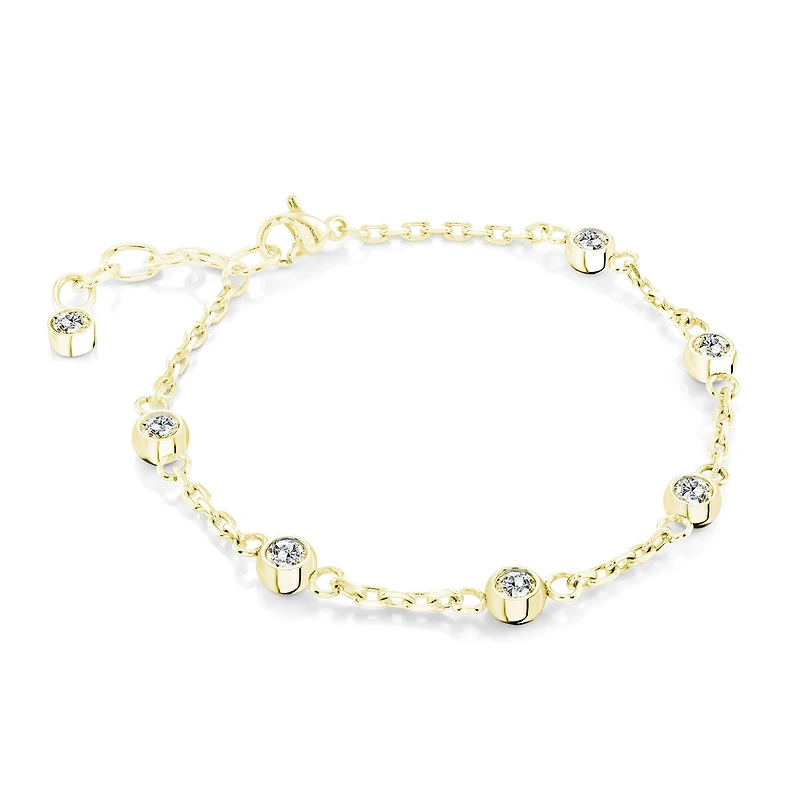 Bracelet à Maillons Ovales de 2.2mm en Acier Inoxydable et Zircons Cubiques - 6