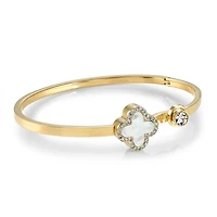 Gold Tone Stainless Steel Bracelet with Mother-of-Pearl Clover - 6.25