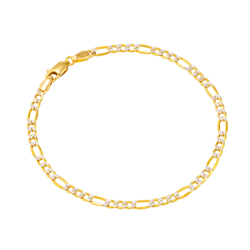 Chaîne Figaro en Or 10k Deux-Tons - 7.5