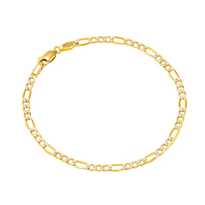 Chaîne Figaro en Or 10k Deux-Tons - 7.5